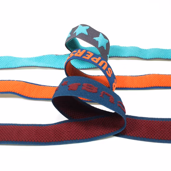 Fascia elastica jacquard con logo stampato Tessitura elastica personalizzata per abbigliamento sportivo