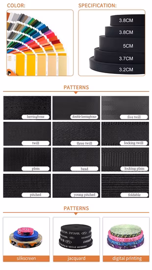 Fettuccia in PP nero spesso su misura per valigie e borse