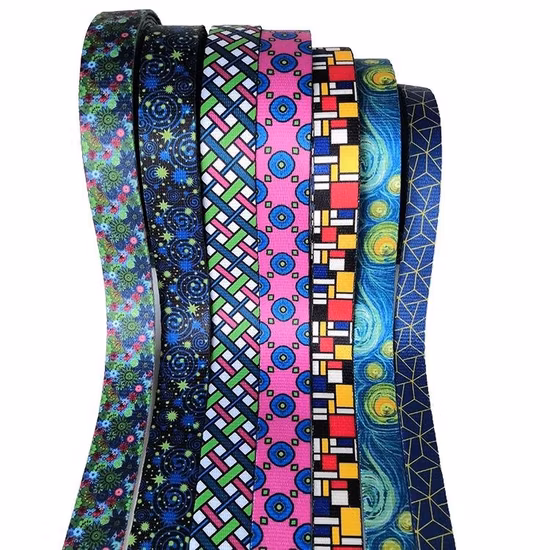 Cinturino in tessuto per animali domestici in poliestere con stampa a trasferimento termico con motivo bandiera nazionale personalizzato da 25 mm 20 mm per guinzaglio per cani